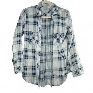 Cubavera Men's Checkered Shirt in Navy and White